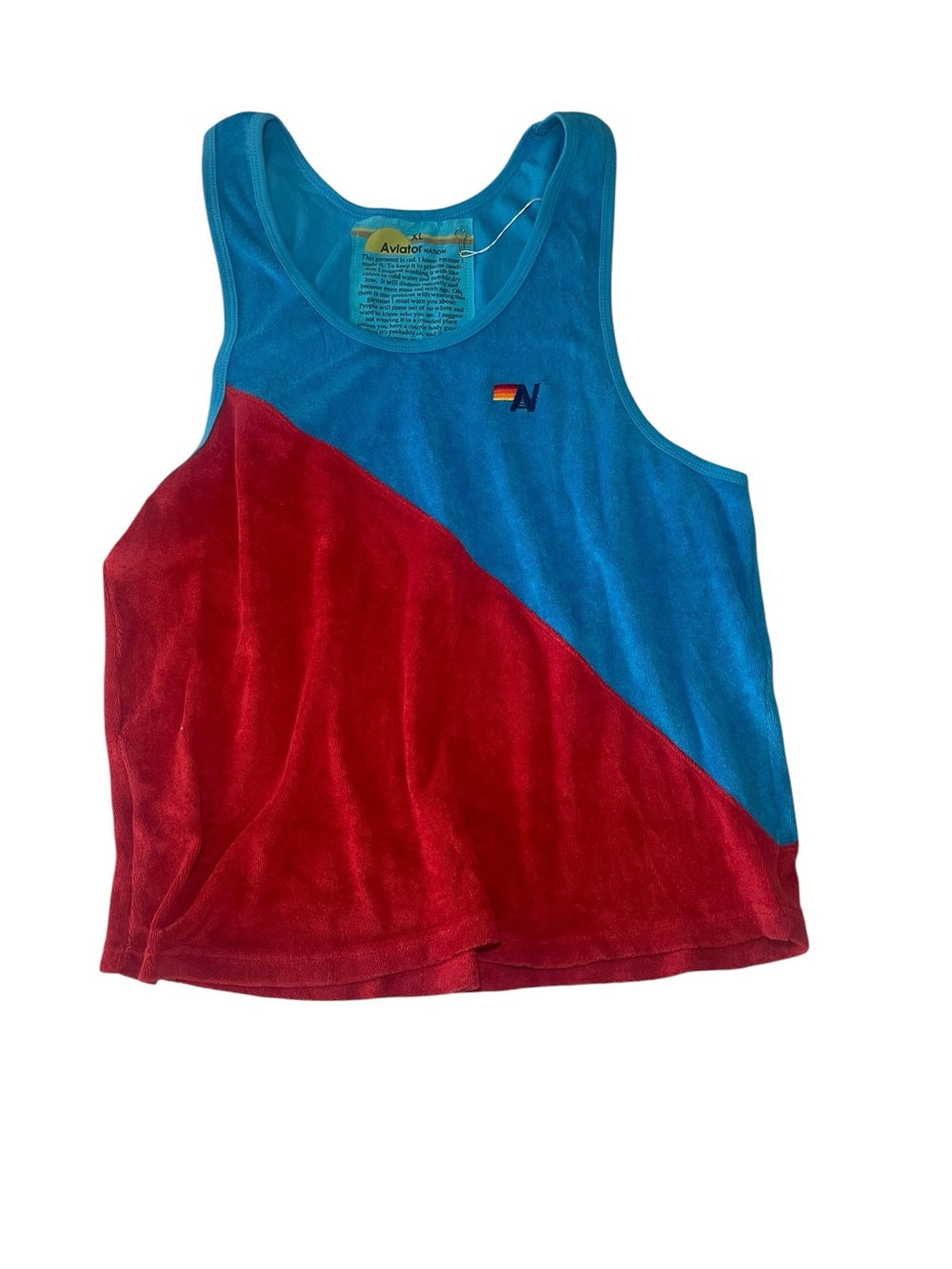 Aviator Nation Terry Cloth Tank Top XL | NWT | Retro Colorblock Blue Red